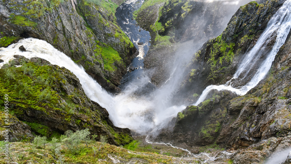 Vøringfossen Waterfall - Eidfjord, Hordaland, Norway. It is one of the most famous waterfalls in Nor