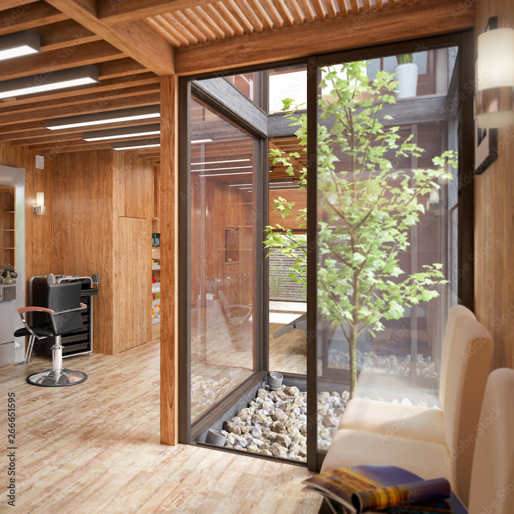 Hair Salon Designed in Wood (detail)