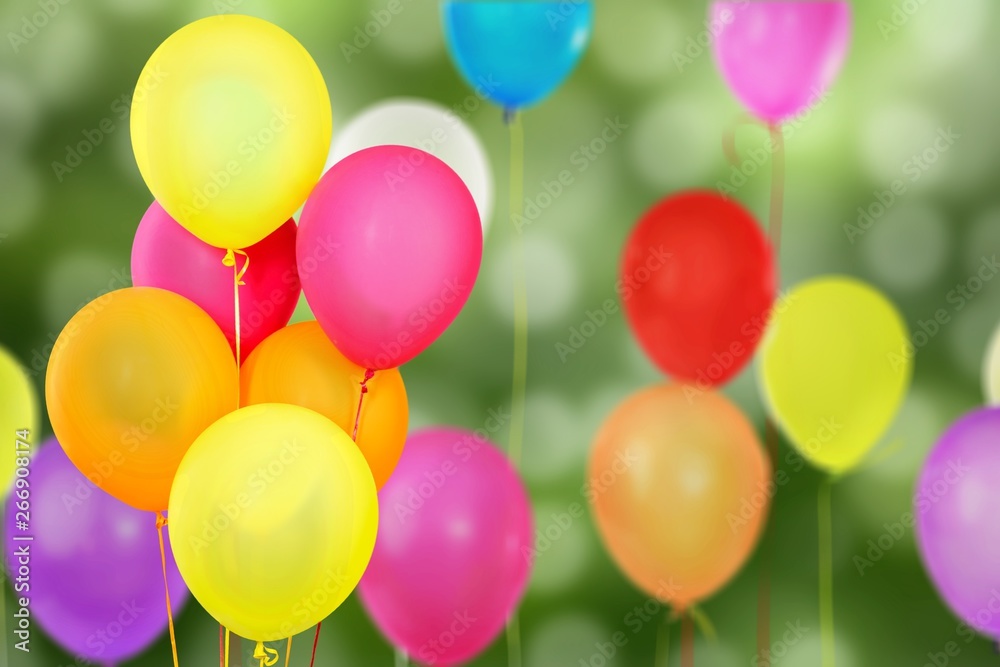 Bunch of colorful balloons on  background