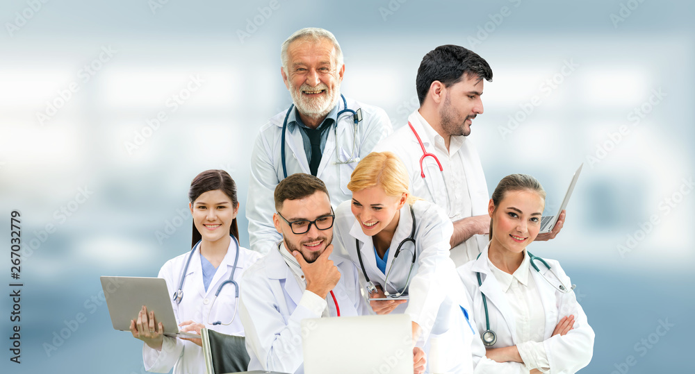 Healthcare people group portrait in creative layout. Professional medical staff, doctors, nurse and 