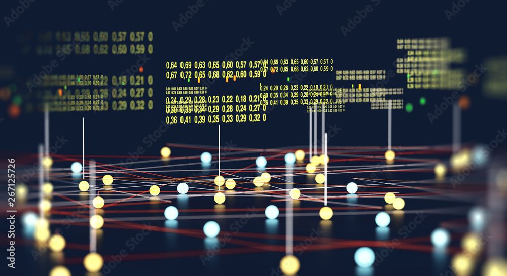 Fondo abstracto de big data y herramientas informáticas. Tecnología y comunicación para el análisis 