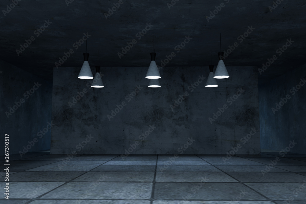 3d rendering, the empty room with exquisite top light.