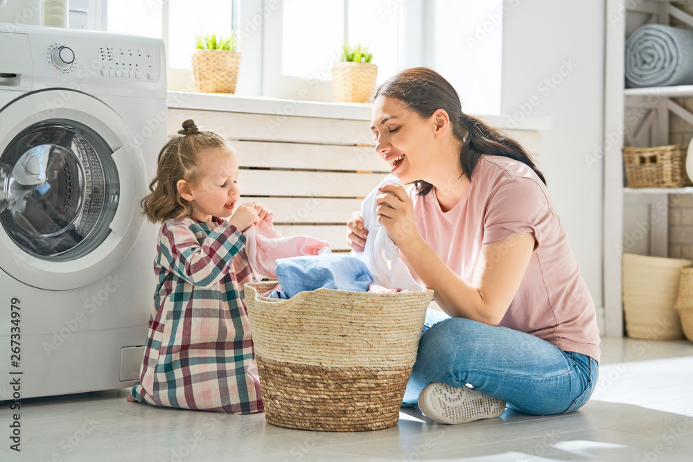 family doing laundry