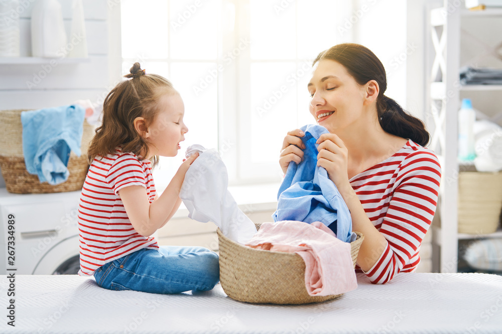 family doing laundry