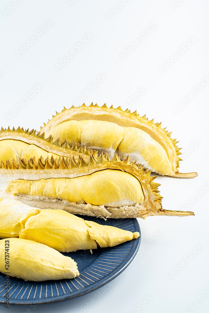 Delicious fruit durian on white background