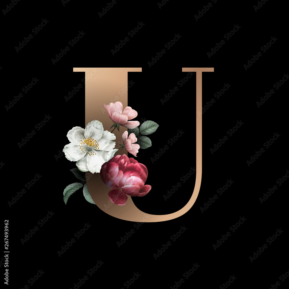 Floral letter U font