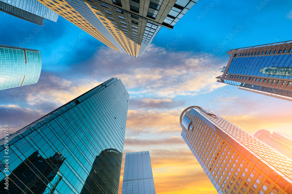 low angle view of skyscrapers in Shanghai,China