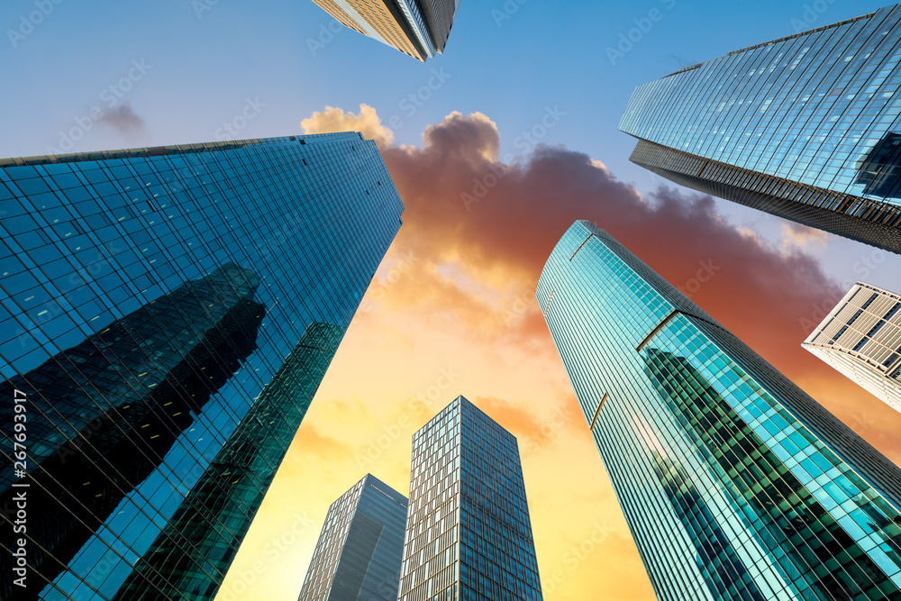 low angle view of skyscrapers in Shanghai,China