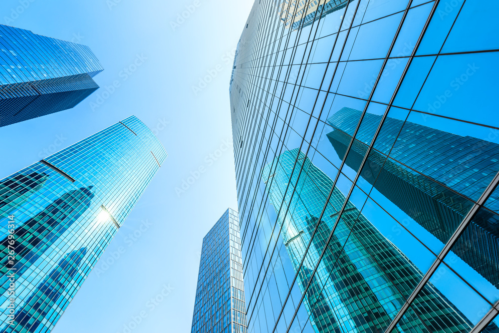 low angle view of skyscrapers in Shanghai,China