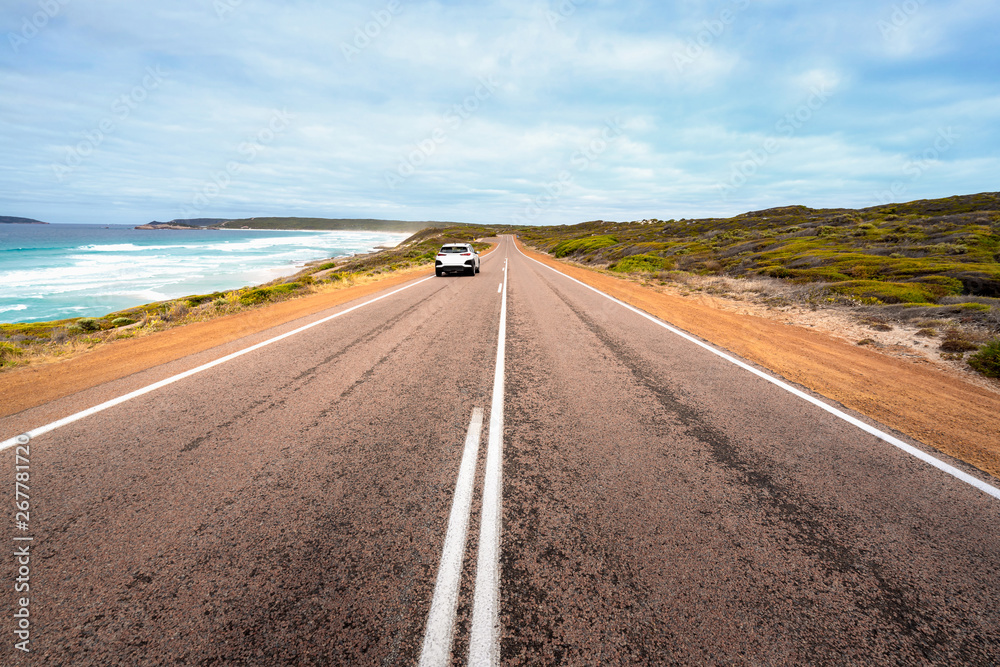 Car driving in Great Ocean Road in Victoria, Australia