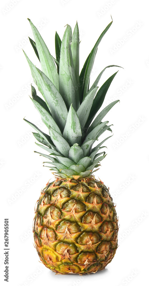 Ripe pineapple on white background