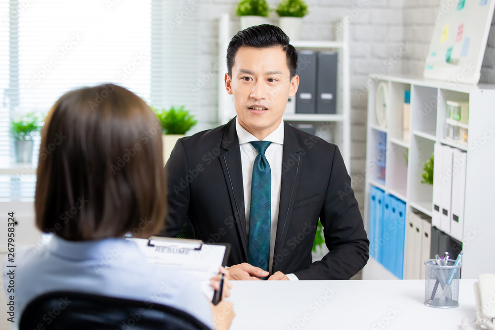 Asian man in job interview