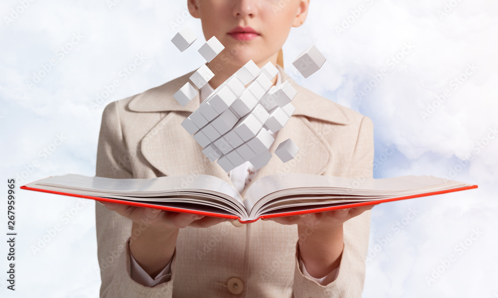 Business and technology concept with open book