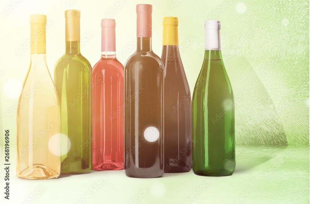 Wine bottles isolated on white