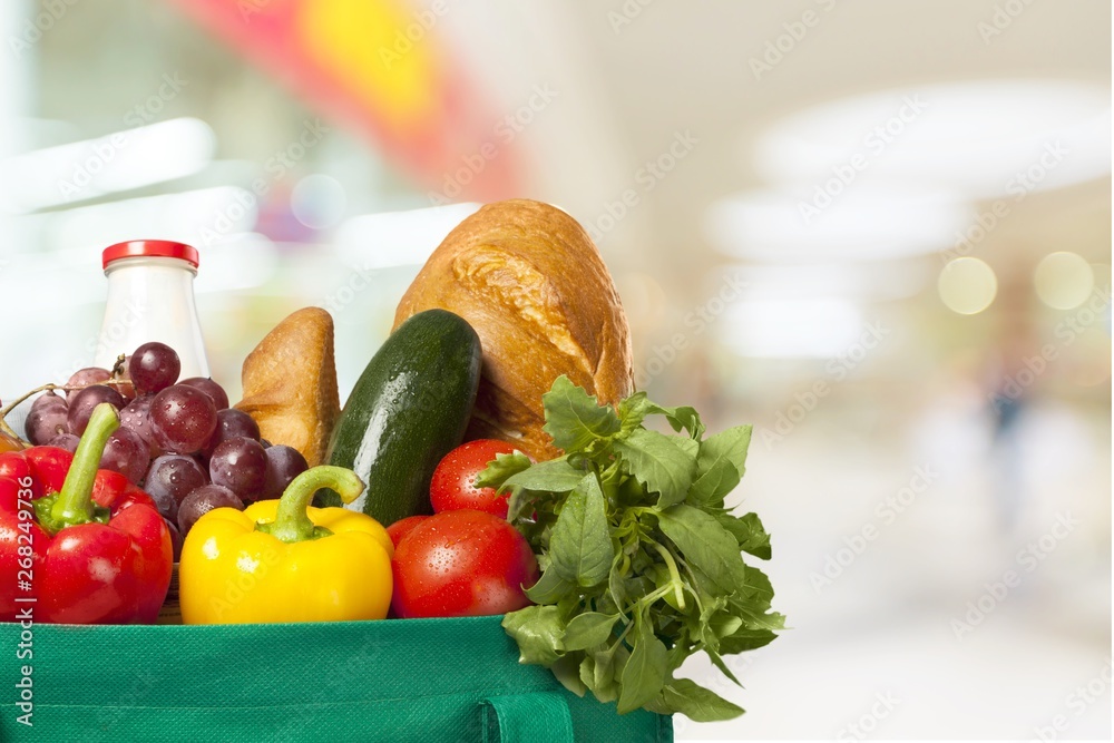 Full shopping  bag, isolated over  background