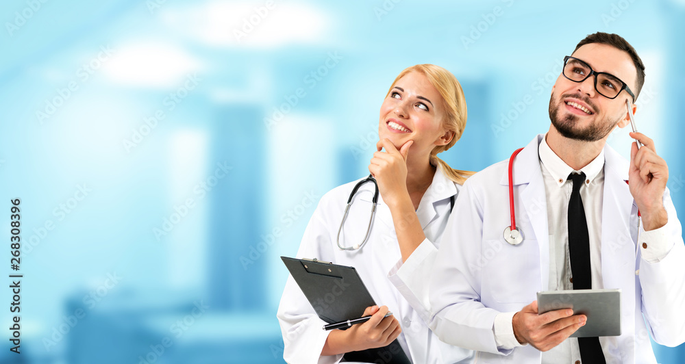 Doctors at hospital working with partner. Medical healthcare and doctor services.