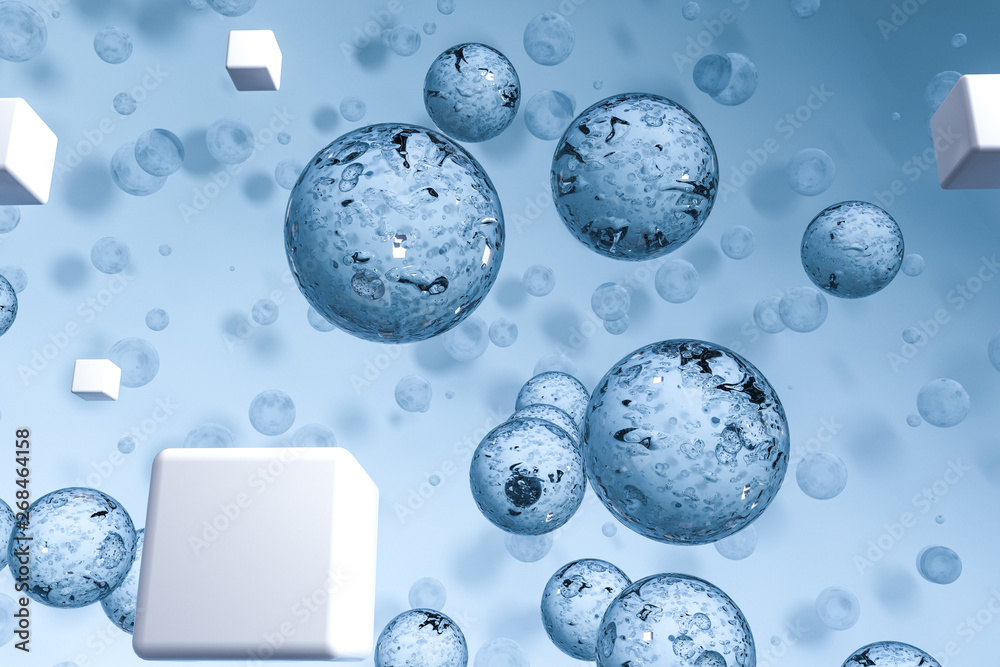 3d rendering, drop of water with light blue background