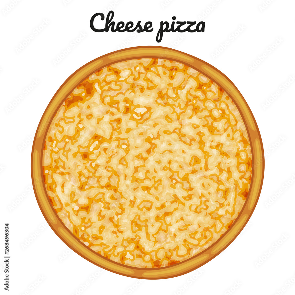 Cheese pizza. Object for packaging, advertisements, menu. Isolated on white. Vector illustration. Ca