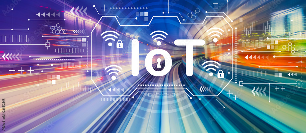 物联网主题与抽象高速技术POV运动模糊