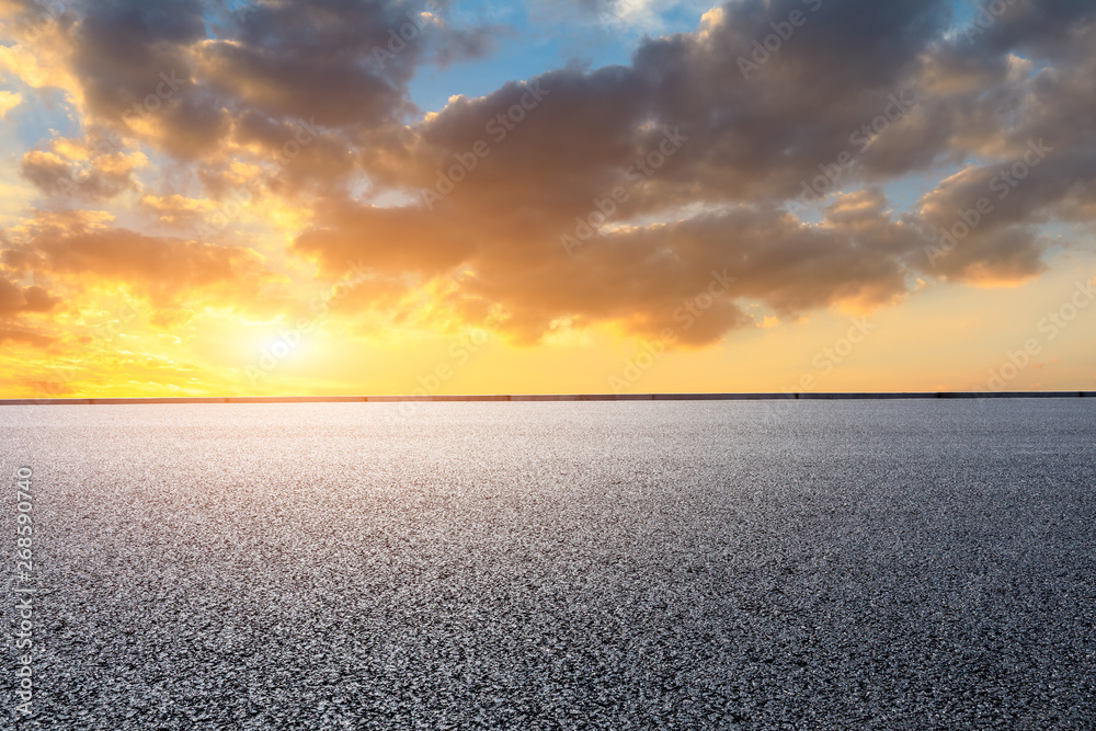 Empty road and sky nature landscape at sunrise