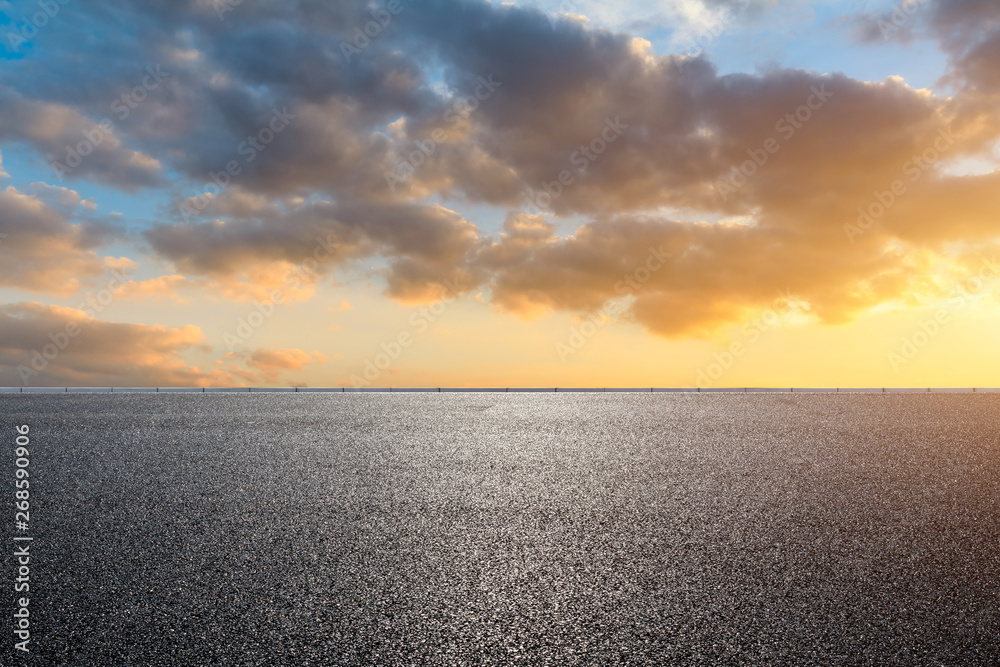 Empty road and sky nature landscape at sunrise