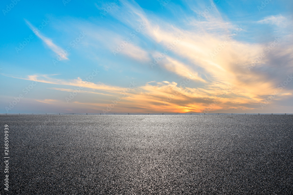 Empty road and sky nature landscape at sunrise