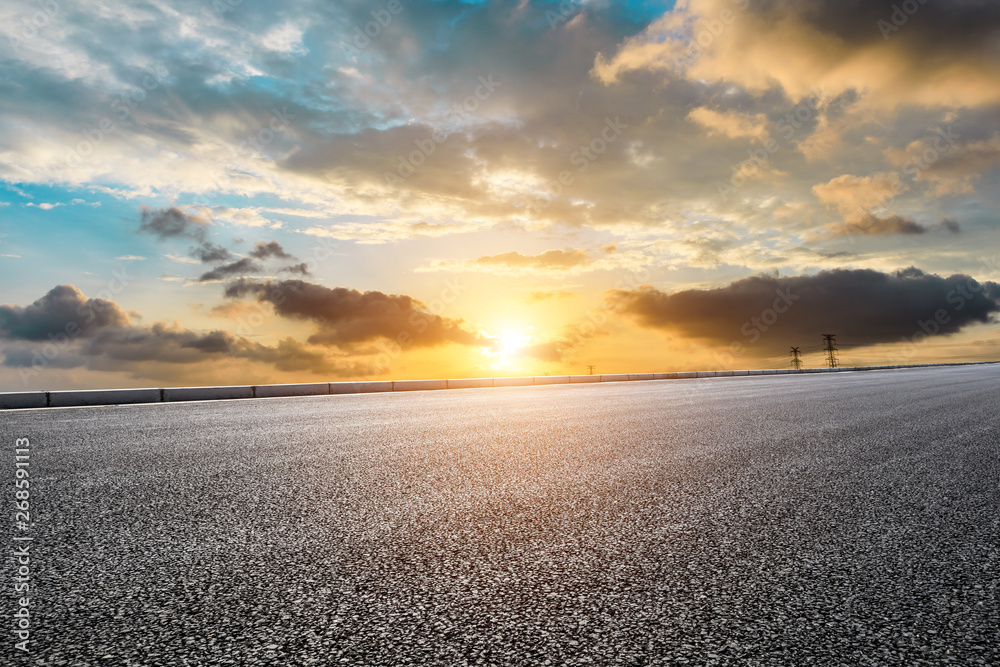 Empty road and sky nature landscape at sunrise