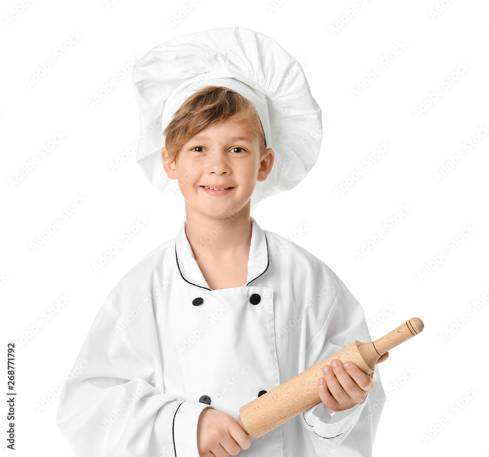 Funny little chef on white background