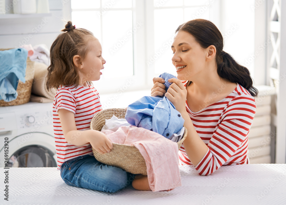 family doing laundry