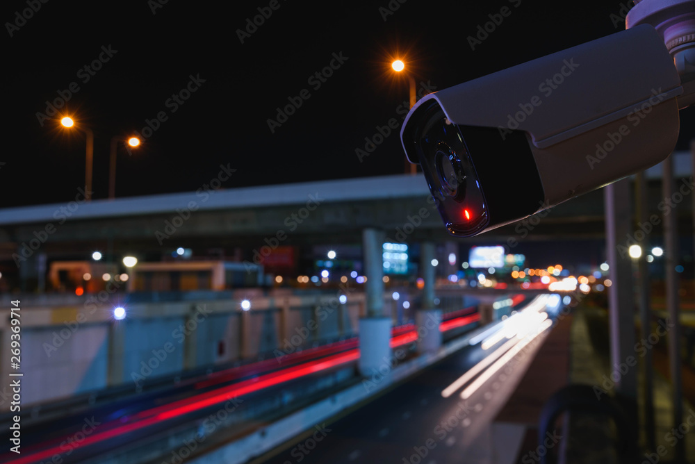 CCTV surveillance camera operating on traffic road