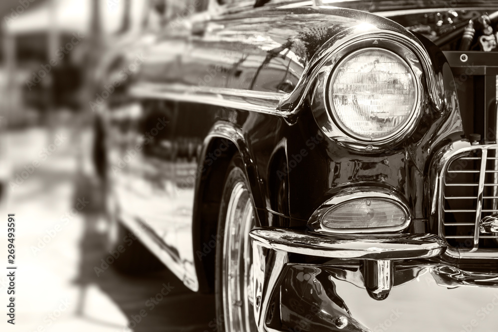 Old vintage car, classic vehicle close-up