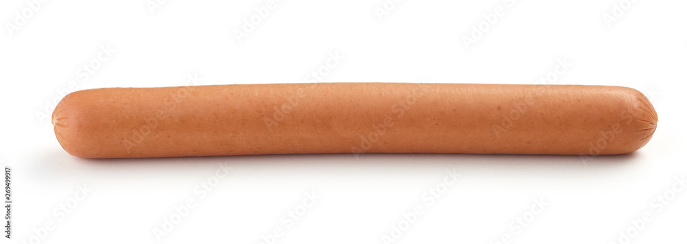 fresh boiled sausage on white background