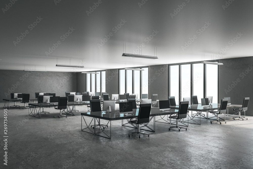 Bright concrete office interior