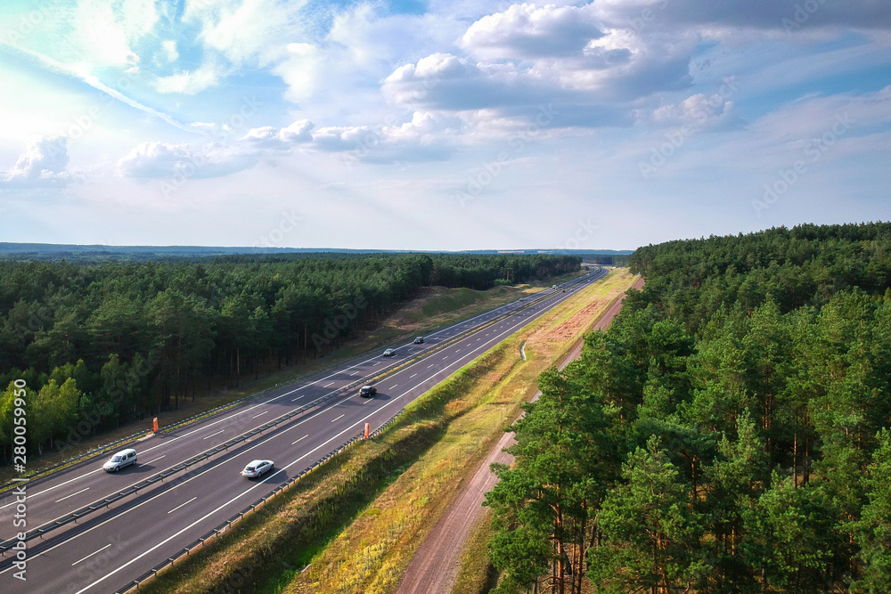 Aerial view of the highway in Poland