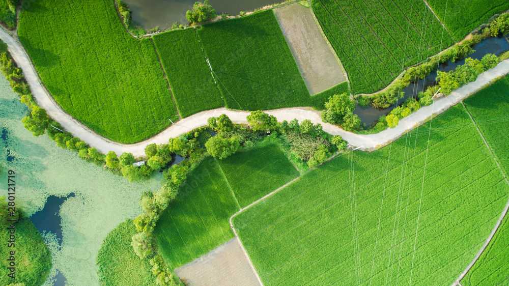 Aerial photo of summer rural ecological pastoral scenery in xuancheng city, anhui province, China