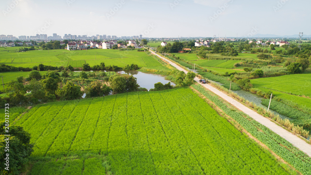 Aerial photo of summer rural ecological pastoral scenery in xuancheng city, anhui province, China