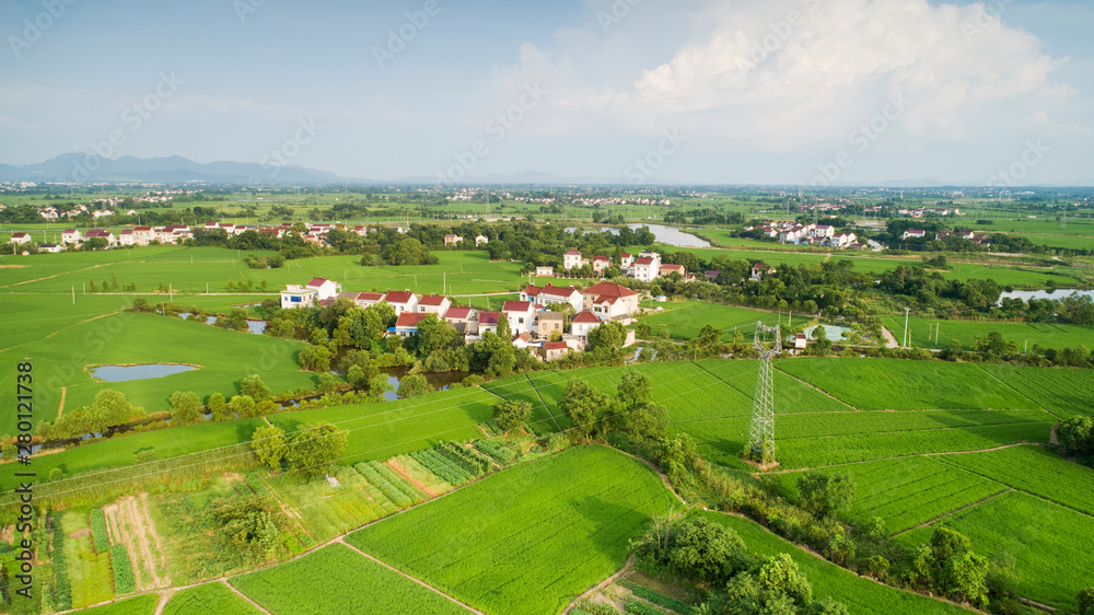 Aerial photo of summer rural ecological pastoral scenery in xuancheng city, anhui province, China