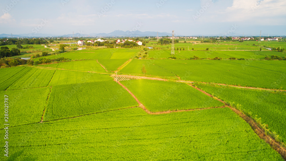 Aerial photo of summer rural ecological pastoral scenery in xuancheng city, anhui province, China