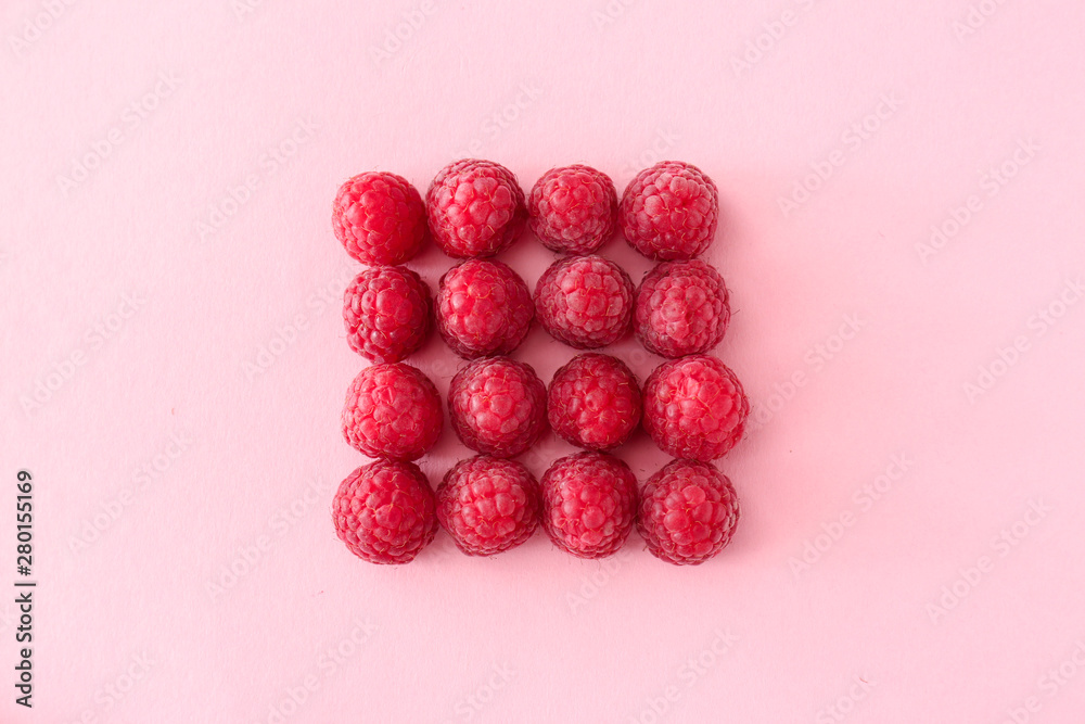 Sweet ripe raspberry on color background