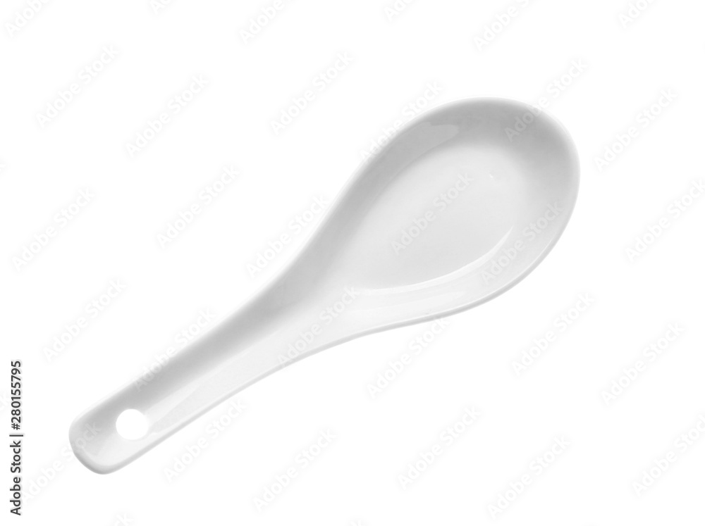 Ceramic spoon on white background