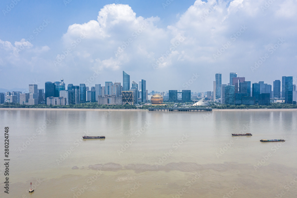 中国杭州全景城市天际线