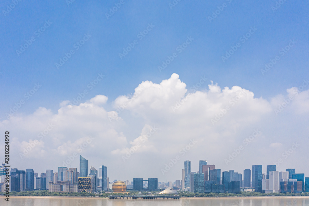 panoramic city skyline in hangzhou china