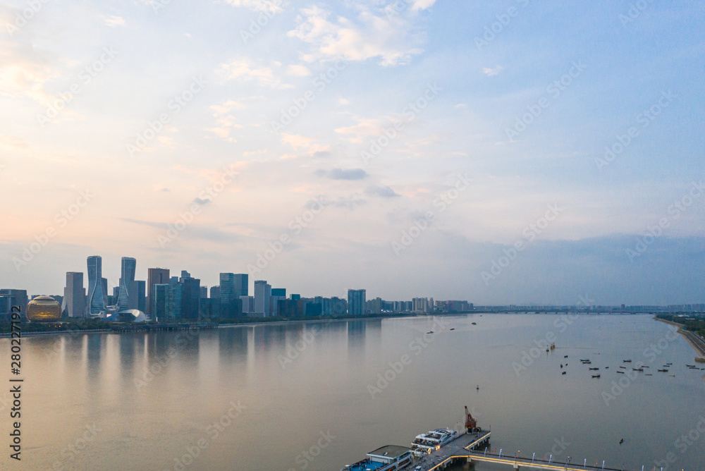 panoramic city skyline in hangzhou china