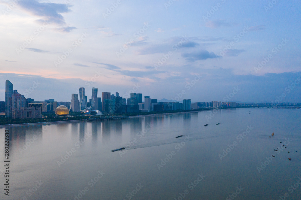 panoramic city skyline in hangzhou china