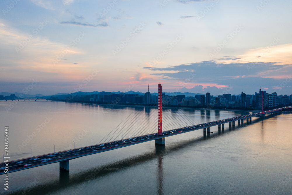 中国杭州全景城市天际线