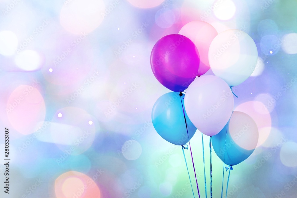 Bunch of colorful balloons on white background