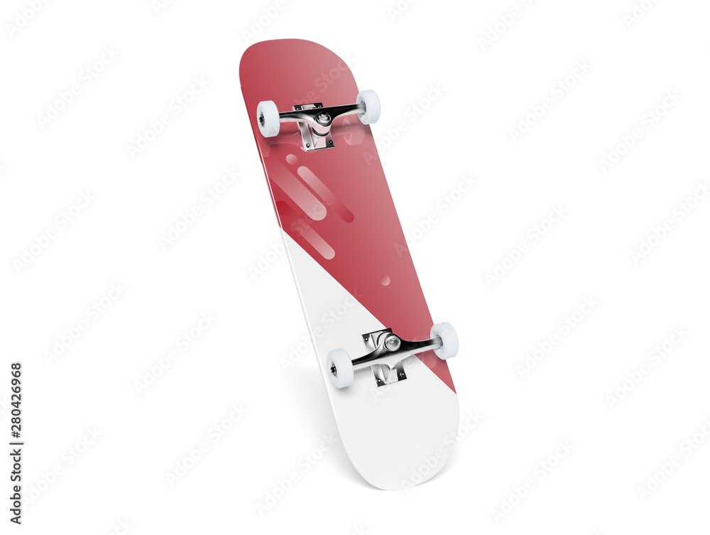 Skateboard isolated on white mockup 3D rendering