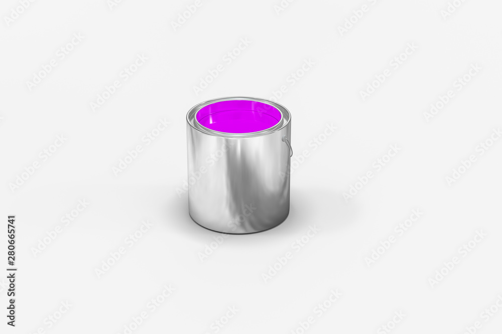 The bucket of paint with white background, 3d rendering.