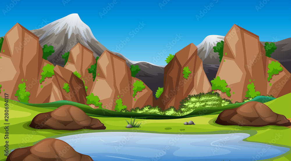 Nature scene landscape template