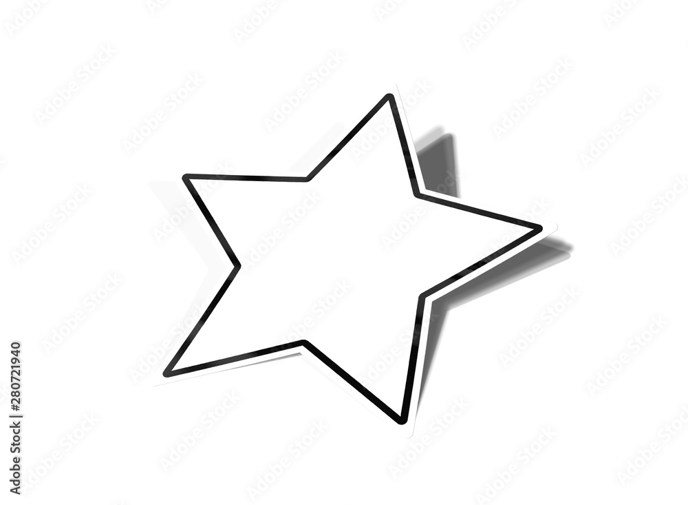 Star shaped sticker mockup isolated on white 3D rendering